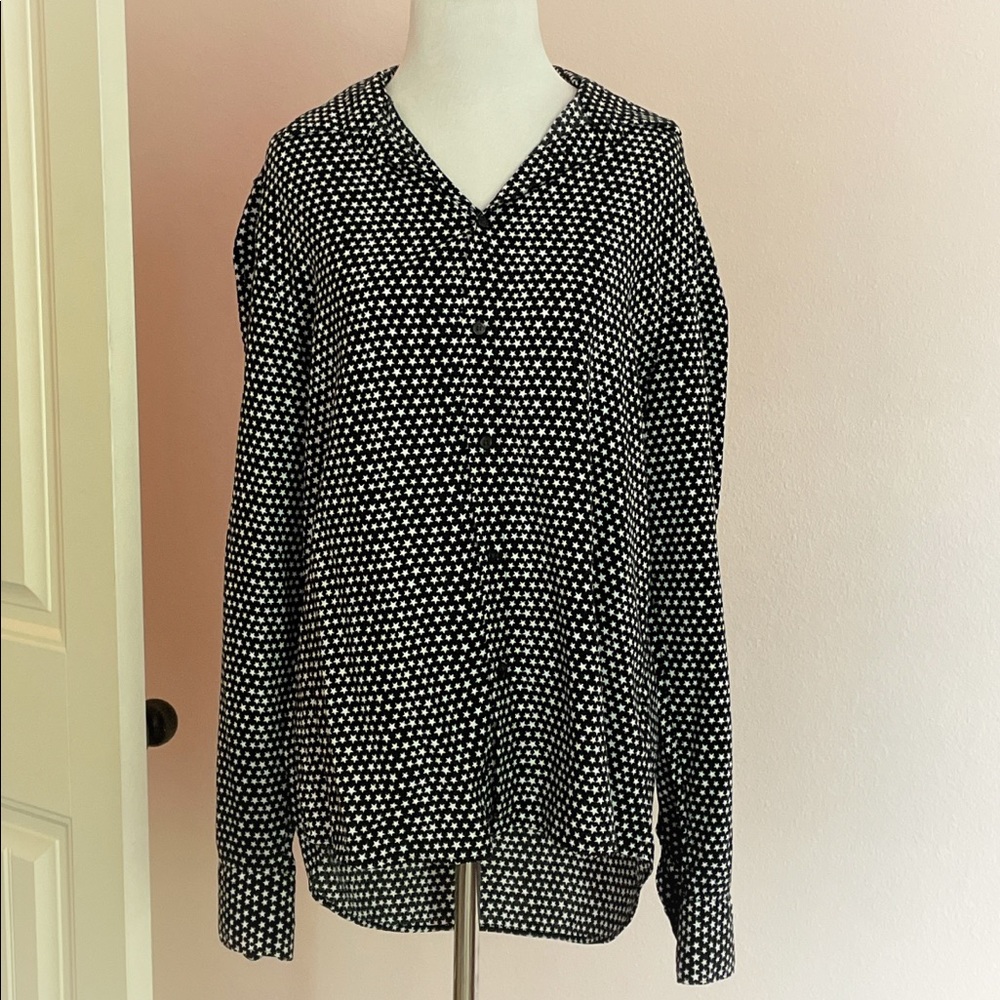 H&M Black and White Star Button Down Shirt